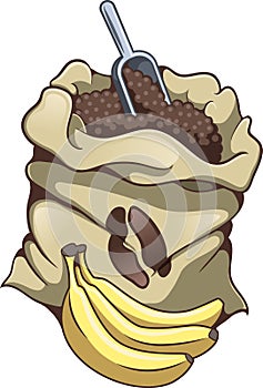 Coffee sack and bananas