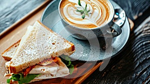 Coffee, Sandwiches, and Latte Art: A Scrumptious Breakfast and Lunch Delight! Food Concept in Vibran