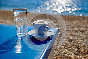 Mourning coffee on the bach.