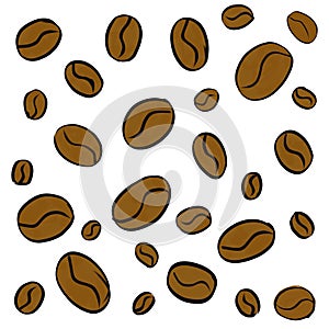 Coffee seed in simple drawing style illustration. Drinking background concep