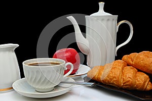 Coffee service on a black background