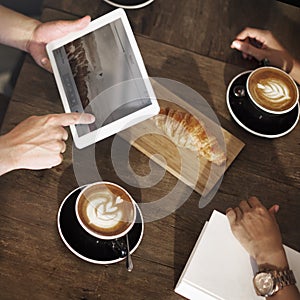 Coffee Shop Break Cafe Meeting Croissant Concept