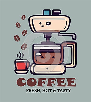 Coffee shop, cafe icon, sign vector coffee machine