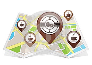 Coffee Shop Cafe Map pointer Location Destination on map