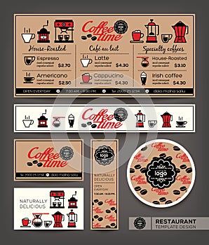 Coffee shop cafe set menu design template