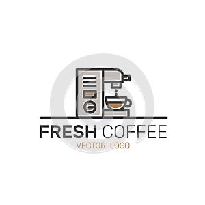 Coffee Shop, Custom Hot Drink Production, Factory, Store, Morning Breakfast Beverage, Isolated Minimalistic Object