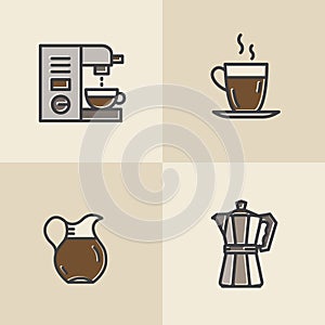 Coffee Shop, Custom Hot Drink Production, Factory, Store, Morning Breakfast Beverage, Minimalistic Object