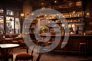 Coffee shop by emphasizing these elements, you can still portray the inviting and warm ambiance. AI Generated