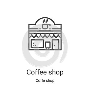 coffee shop icon vector from coffe shop collection. Thin line coffee shop outline icon vector illustration. Linear symbol for use