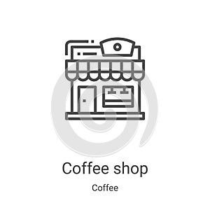 coffee shop icon vector from coffee collection. Thin line coffee shop outline icon vector illustration. Linear symbol for use on