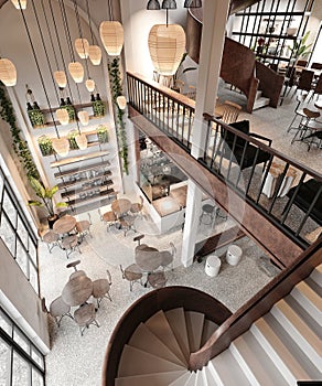 Coffee Shop interiorview, 3d rendering