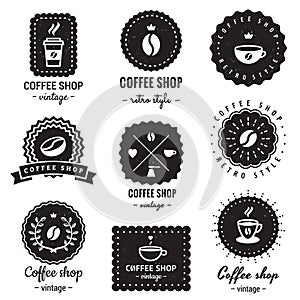 Coffee shop logo-badges vintage vector set. Hipster and retro style.