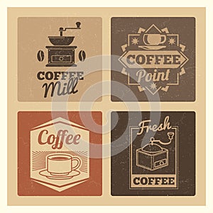 Coffee shop market or cafe or restaurant vintage banners labels set