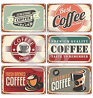 Coffee shop metal signs collection