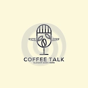 Coffee shop and Podcast logo design with outline style, can used Beverage vector illustration