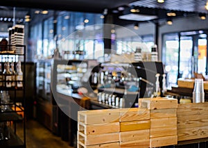 Coffee shop store focus blur background