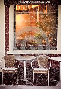 Coffee shop in a winter