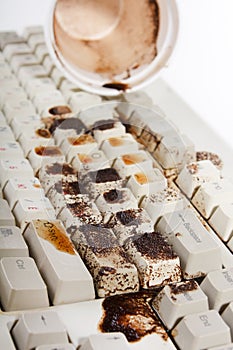 Coffee spilling on keyboard