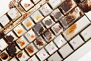 Coffee spilling on keyboard