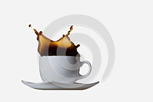Coffee splash isolated on white background