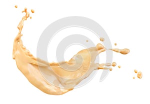 Coffee splash with milk on a white background