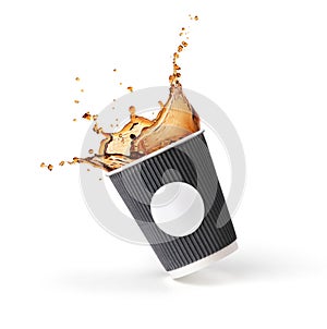 Coffee splash in paper cup