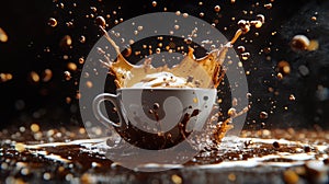 Coffee Splash Into White Cup