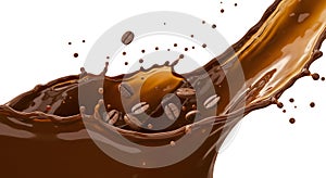 Coffee Splashing with Beans Motion Liquid Still Life