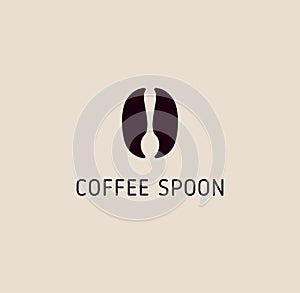 Coffee spoon negative space logo