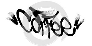 Coffee. Sprayed lettering made in black paint on a white background. Vector illustration of graffiti art.