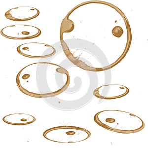 Coffee Stain Set, Isolated On White.