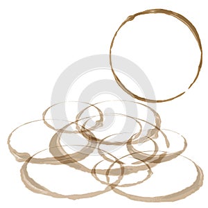 Coffee Stain Set, Isolated On White.