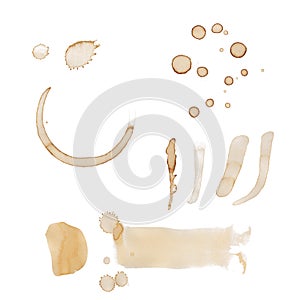 Coffee Stains, Drips And Smears Isolated