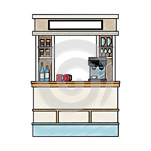 Coffee stand isolated scribble