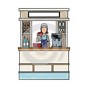 Coffee stand isolated scribble