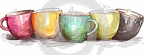 Coffee still life illustration in pastel colors