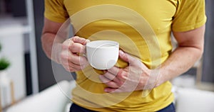 Coffee Stomach Ache. Digesting Acid Pain photo