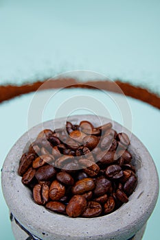 Coffee on stone Mortar photo