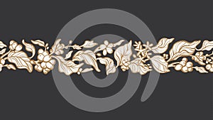 Coffee strip, contour tree Vector seamless pattern