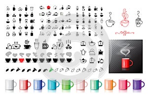 Coffee Symbol Icons Collection, Set of Vector Drinks, Beverages