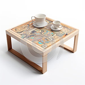 Coffee Table Algorithmic Art On White Background