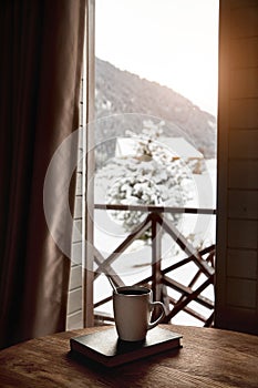 Coffee with beautiful Mountain View