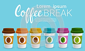 Coffee Take Away Cup Break Breakfast Drink Beverage Set