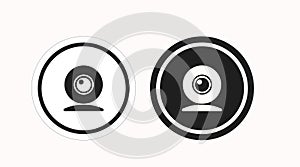 Security Camera Icon Set. Vector isolated rounded illustration set