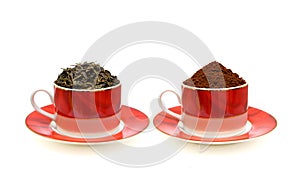 Káva a čaj izolované na bílém pozadí 