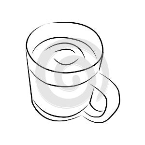 Coffee or tea cup line art drawing. glass.