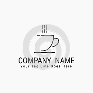 Coffee and tea cup line art minimalist logo vector illustration design