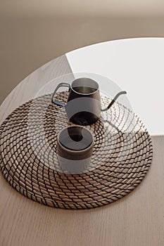 Coffee or tea cup on table aesthetic minimalist lifestyle still life