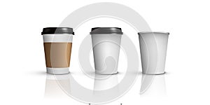 Coffee or tea cups mock up. Vector different coffee or tea cups isolated on white background.