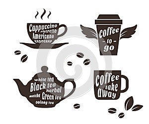 Coffee and tea cups set